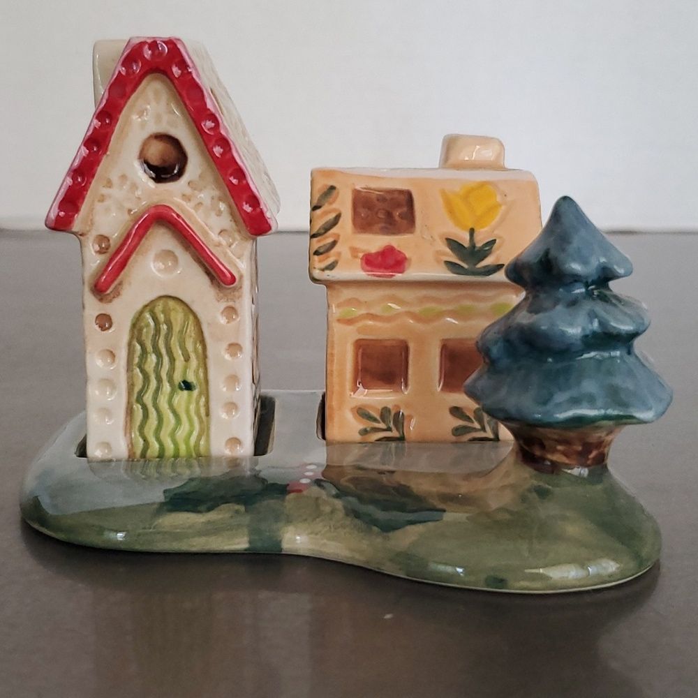 Anthropologie Nathalie Lete Cottage Salt & Pepper Shaker Set Holiday Village